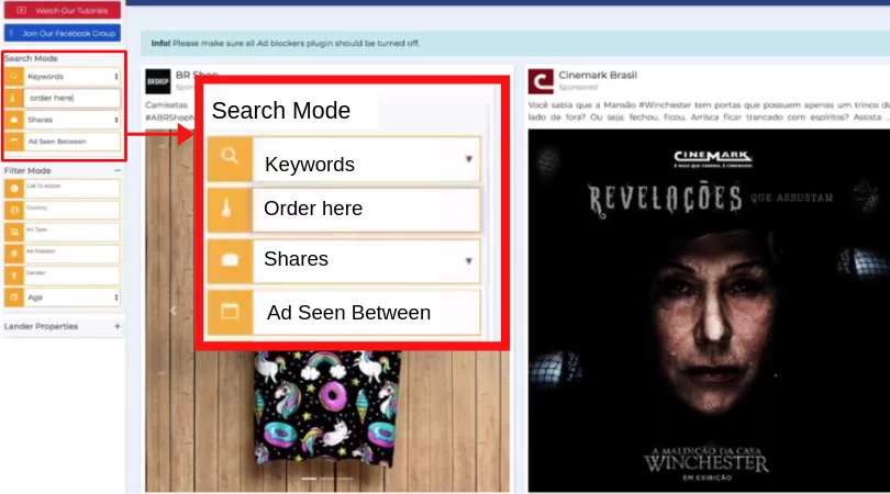 PowerAdSpy-Search-Mode